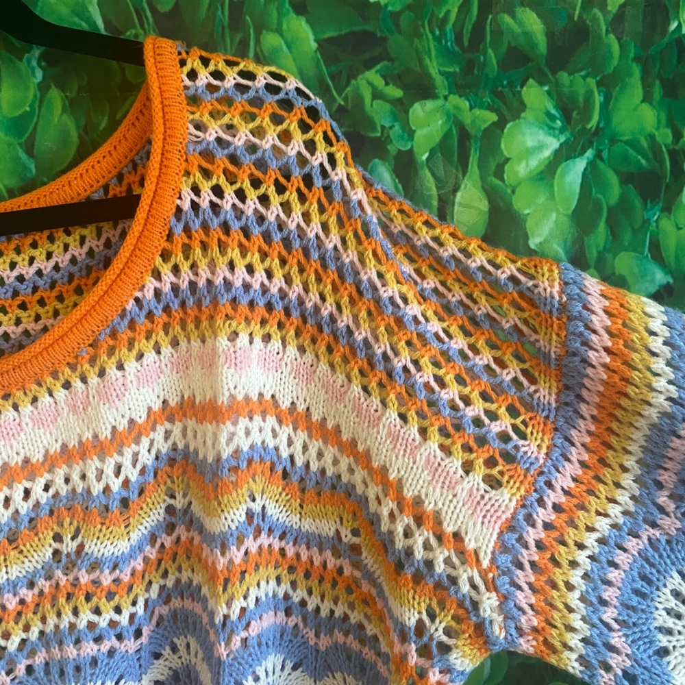 Shein - Colorful Crochet Knit Sweater(curvy size) - Picture 7 of 9